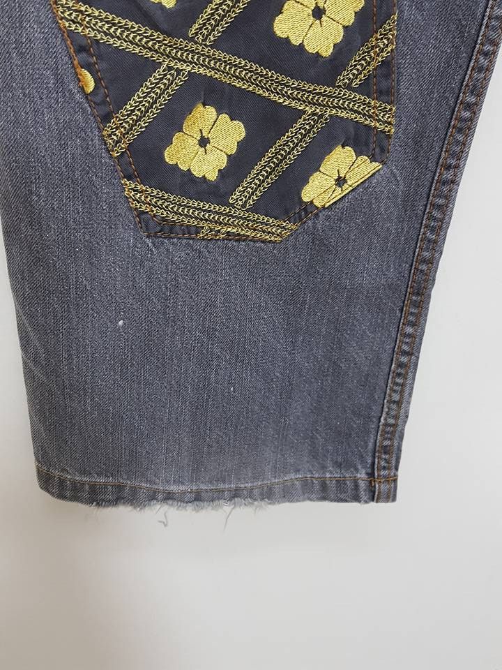 Designer Japanese Logo Symbol of Mon Denim Pants Size US 32 / EU 48 - 18 Thumbnail