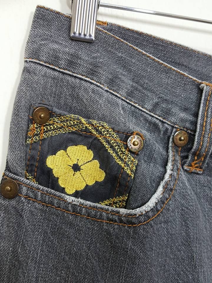 Designer Japanese Logo Symbol of Mon Denim Pants Size US 32 / EU 48 - 7 Thumbnail