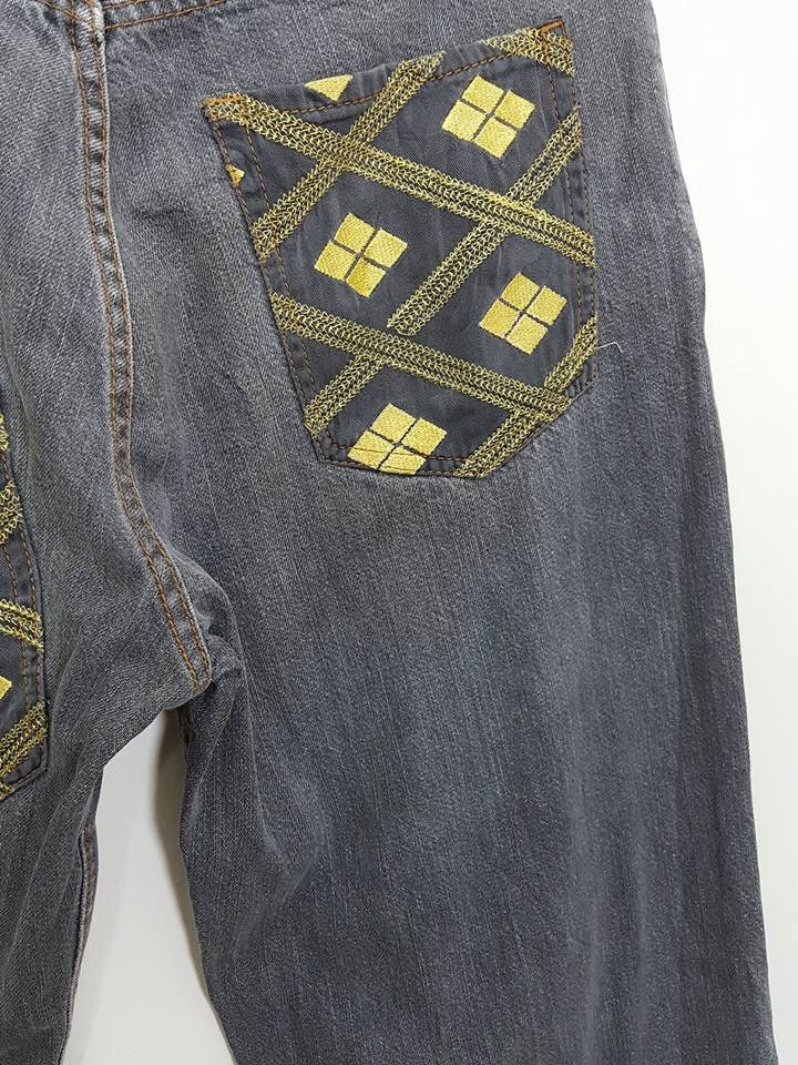 Designer Japanese Logo Symbol of Mon Denim Pants Size US 32 / EU 48 - 5 Thumbnail