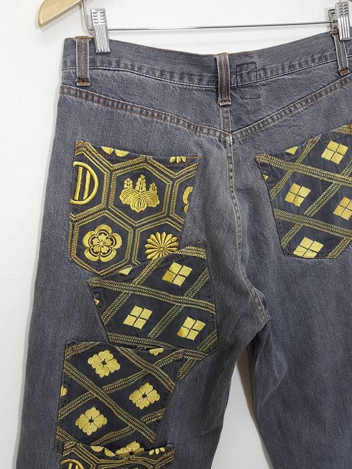 Designer Japanese Logo Symbol of Mon Denim Pants Size US 32 / EU 48 - 4 Thumbnail