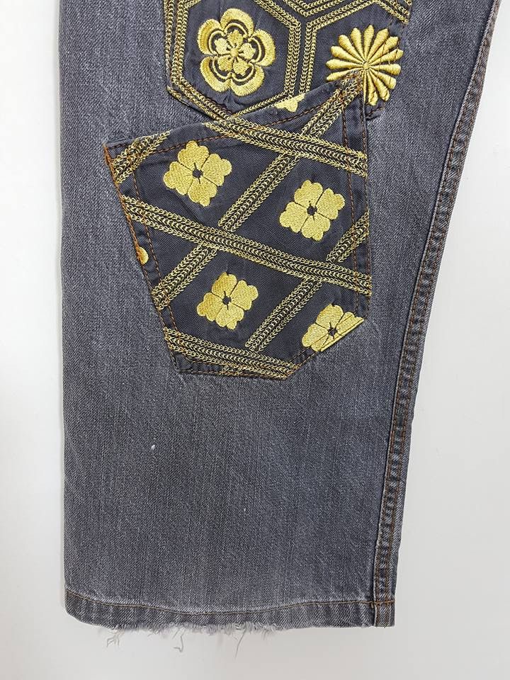 Designer Japanese Logo Symbol of Mon Denim Pants Size US 32 / EU 48 - 17 Thumbnail