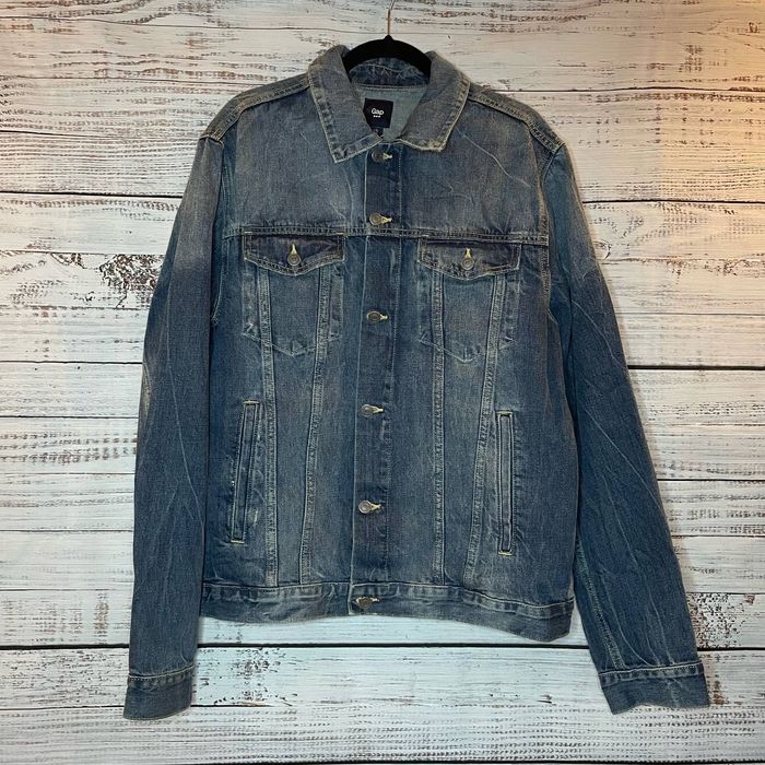 Distressed Button-Up Denim Jacket with Pockets