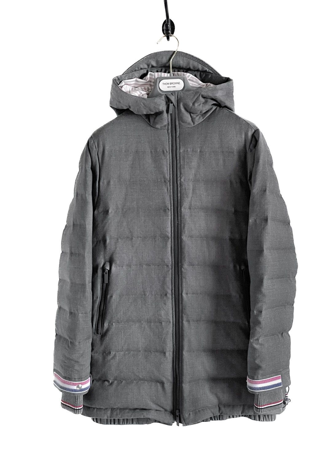 Thom Browne Thom Browne Grey Wool 120s Twill Funnel Neck Coat Size S / US 4 / IT 40 - 1 Thumbnail