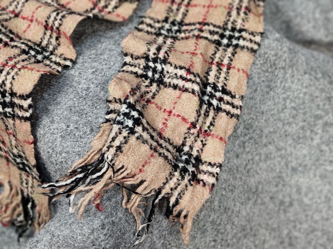 Burberry Burberry London Tan Multicolor Merino Blend Nova Check Scarf Size ONE SIZE - 10 Thumbnail