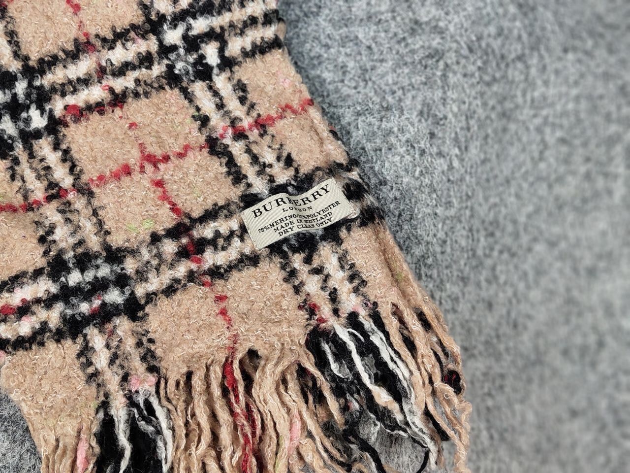 Burberry Burberry London Tan Multicolor Merino Blend Nova Check Scarf Size ONE SIZE - 6 Thumbnail