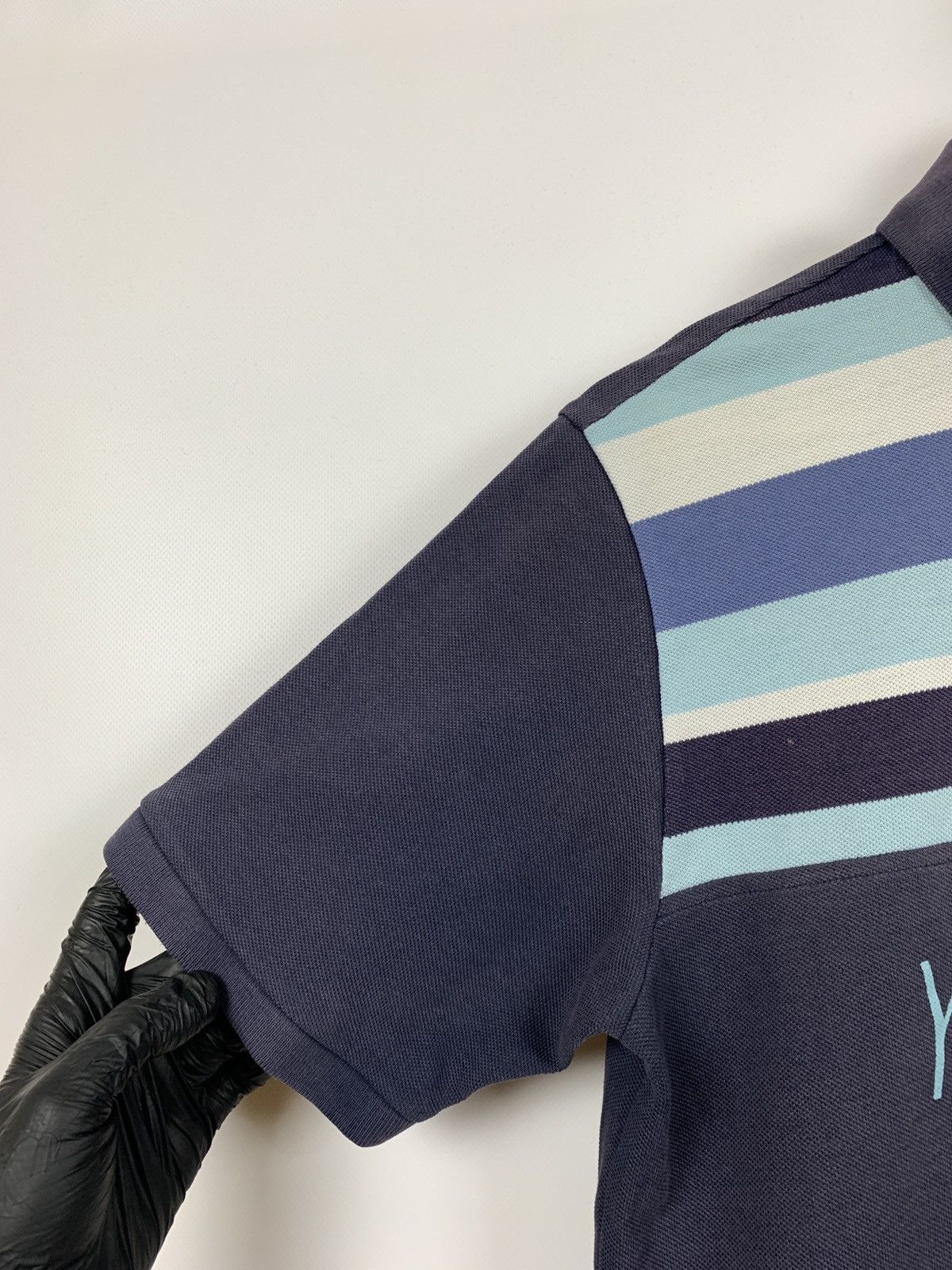 Vintage Vintage Yves Saint Laurent Big Logo Faded Blue Polo T-Shirt Size US M / EU 48-50 / 2 - 11 Thumbnail