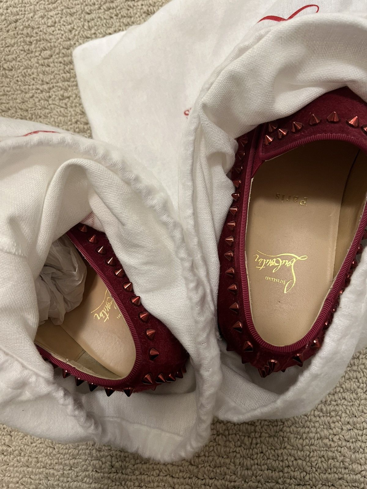 Louboutin slip on velvet