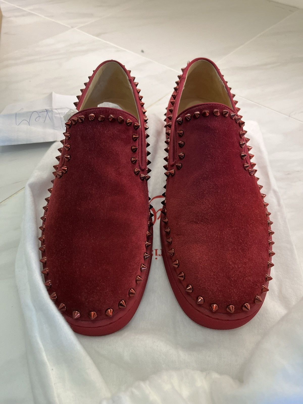 Louboutin slip on velvet