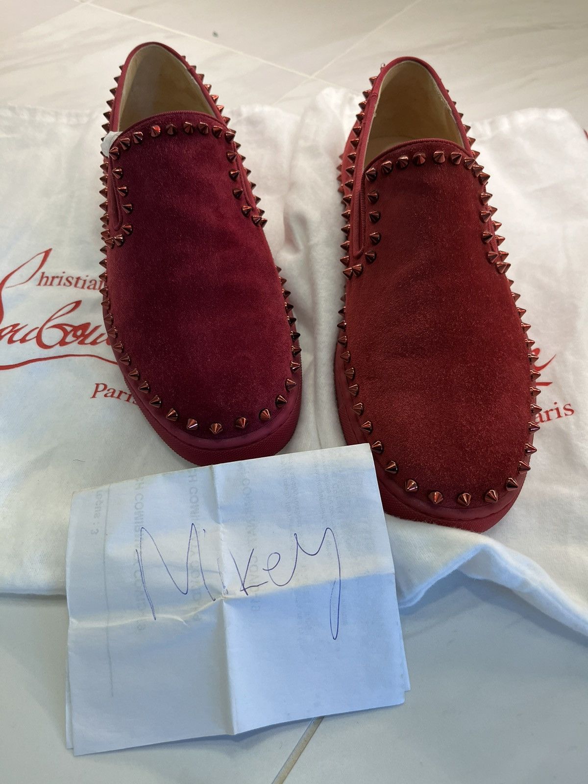 Louboutin slip on velvet