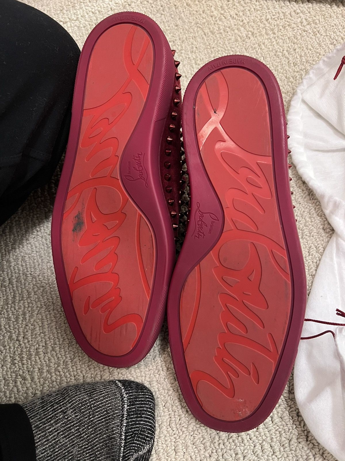 Louboutin slip on velvet