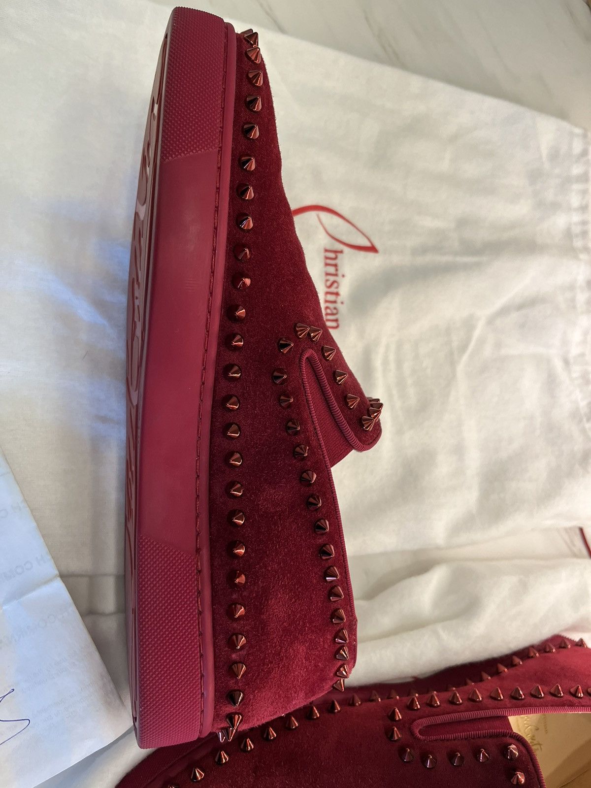 Louboutin slip on velvet