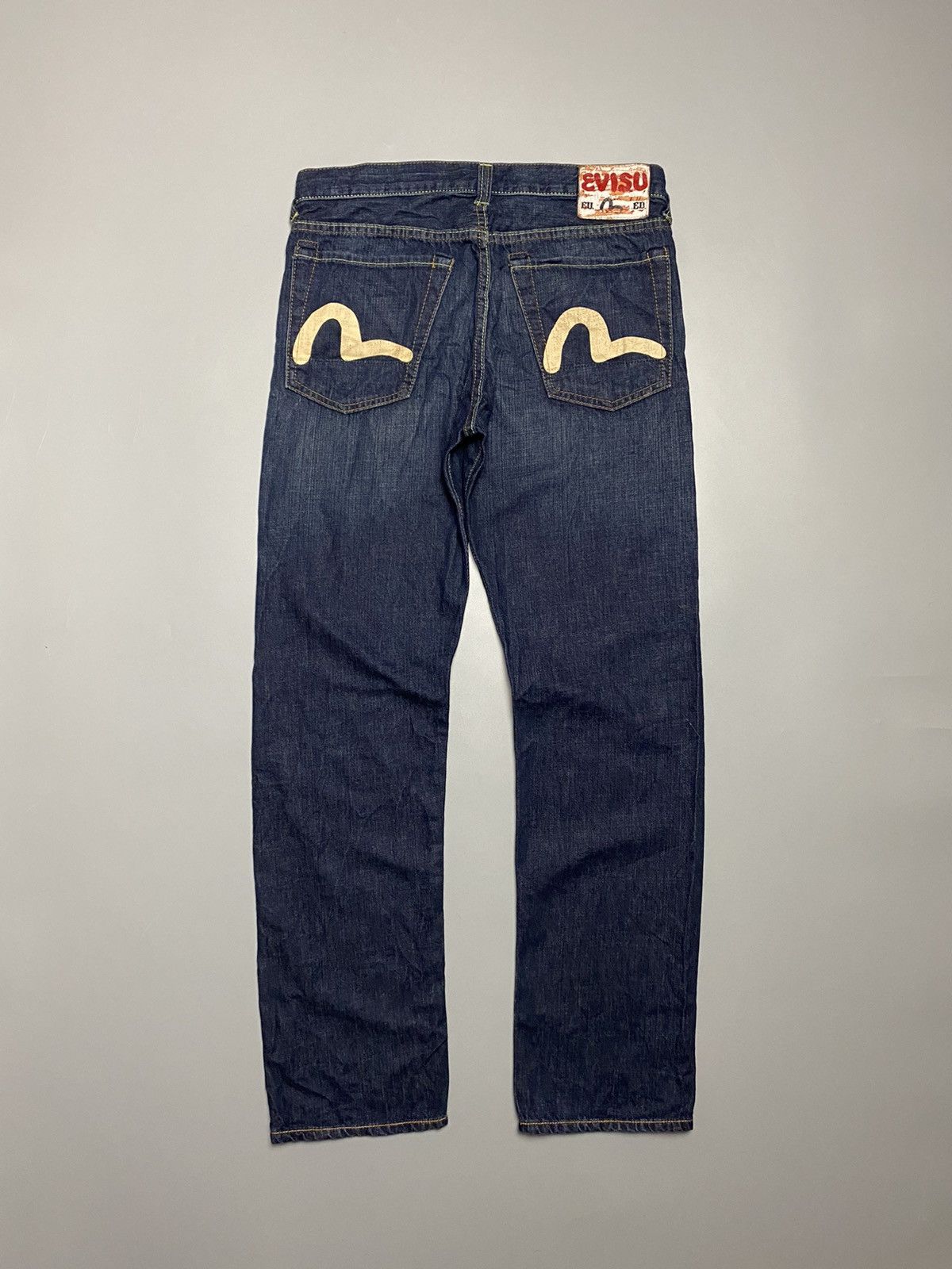 Vintage Evisu Double Football Gull Embroidered Japanese Denim Jeans Size W28