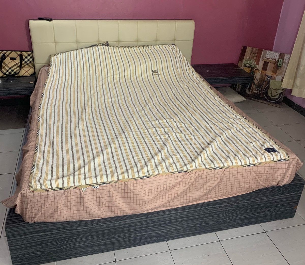 Burberry × Designer × Vintage 90s BURBERRY STRIPES FLEECE BIG BLANKET Size ONE SIZE - 6 Thumbnail