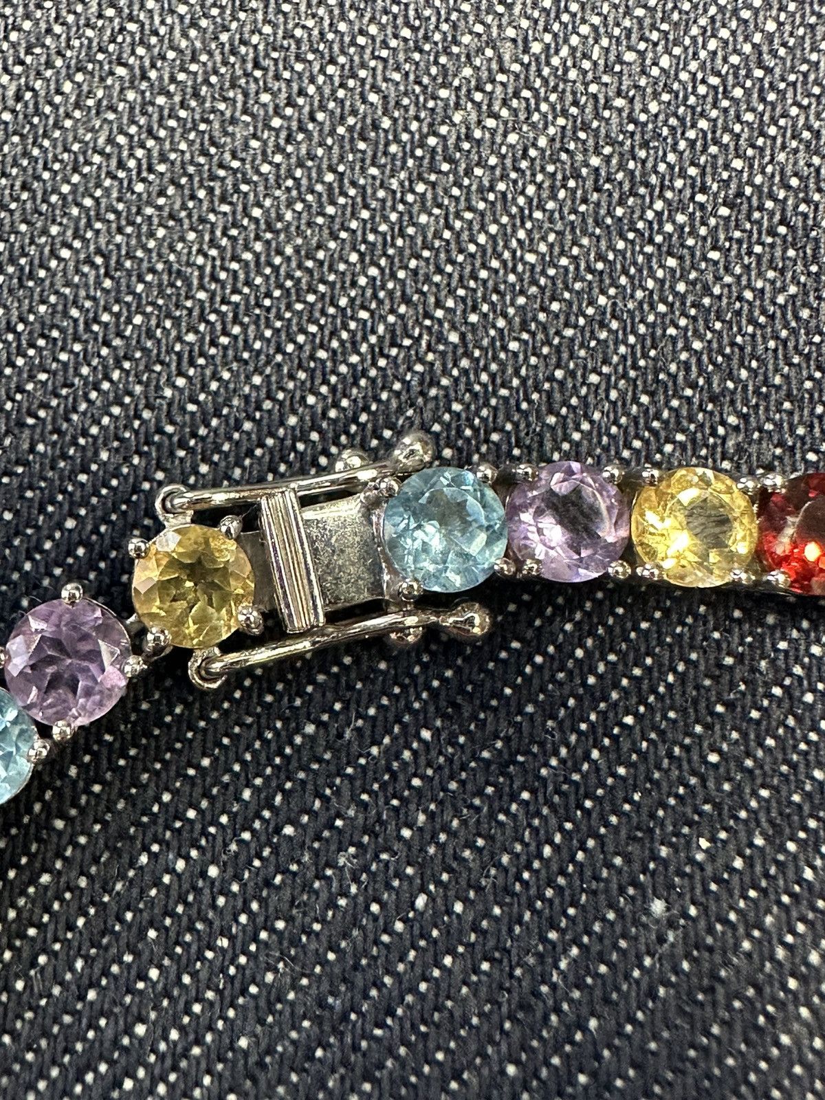 Jewelry Sterling Silver Multi Gemstone Tennis Necklace Size ONE SIZE - 4 Thumbnail