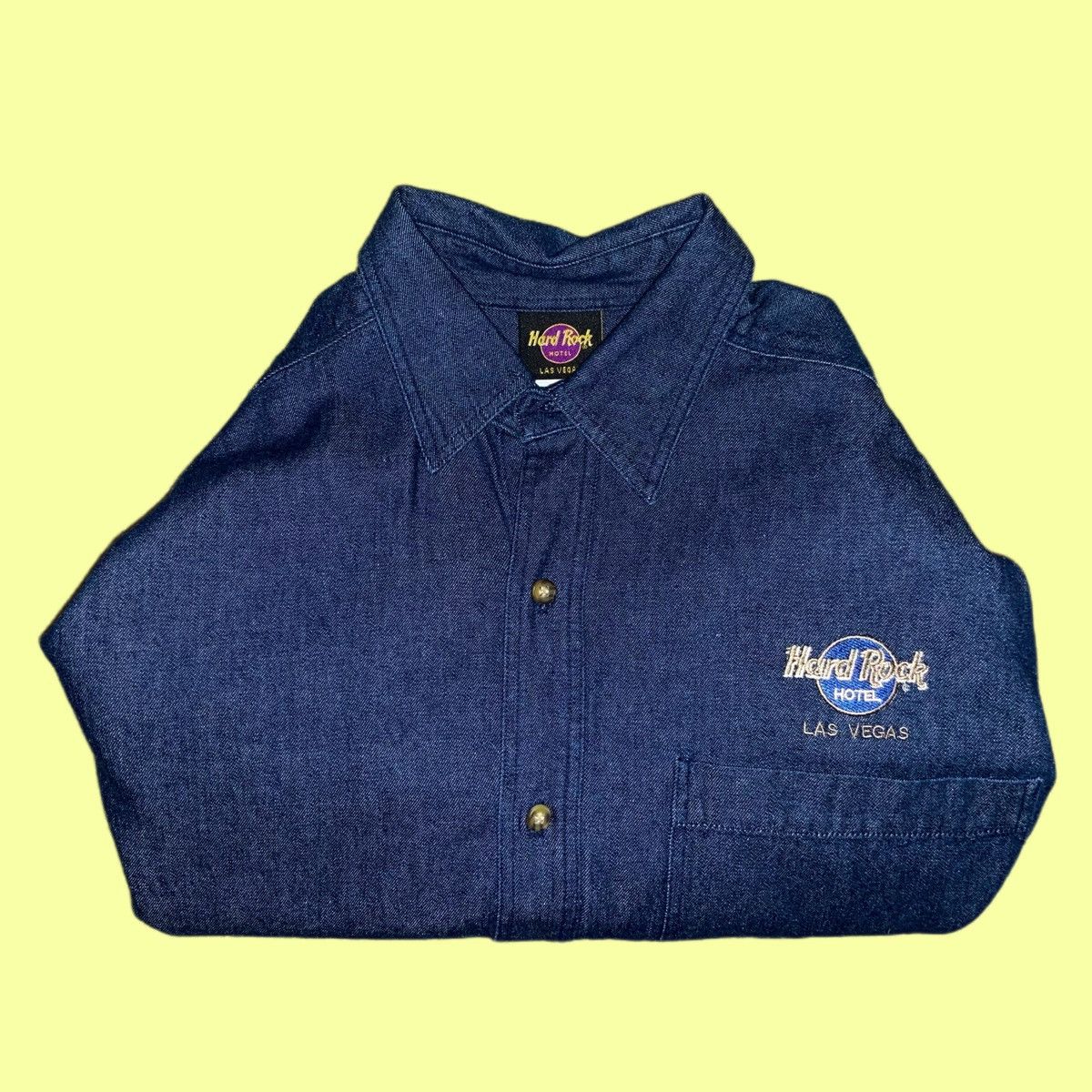 HARD ROCK CAFE Long Sleeve Button Down Denim Shirt Men's L /eaa453032