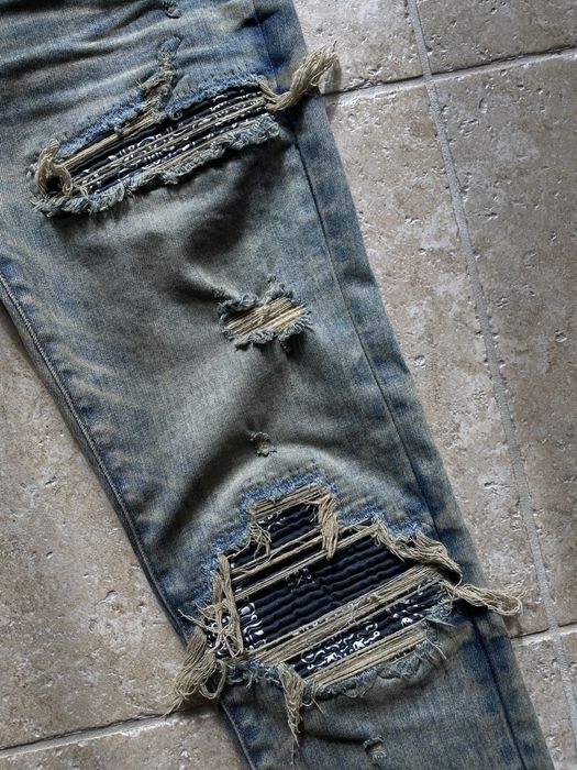 Amiri Dirty Indigo Bandana MX1 Jeans Grailed