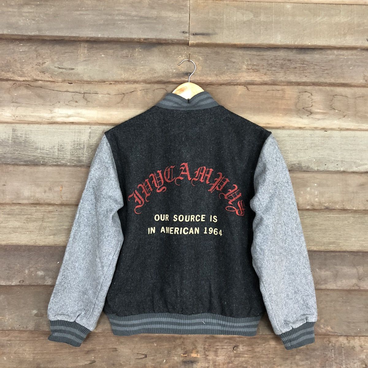 Japanese Brand Offroad Dark Grey Wool Varsity Jacket #0548 Size US M / EU 48-50 / 2 - 12 Thumbnail