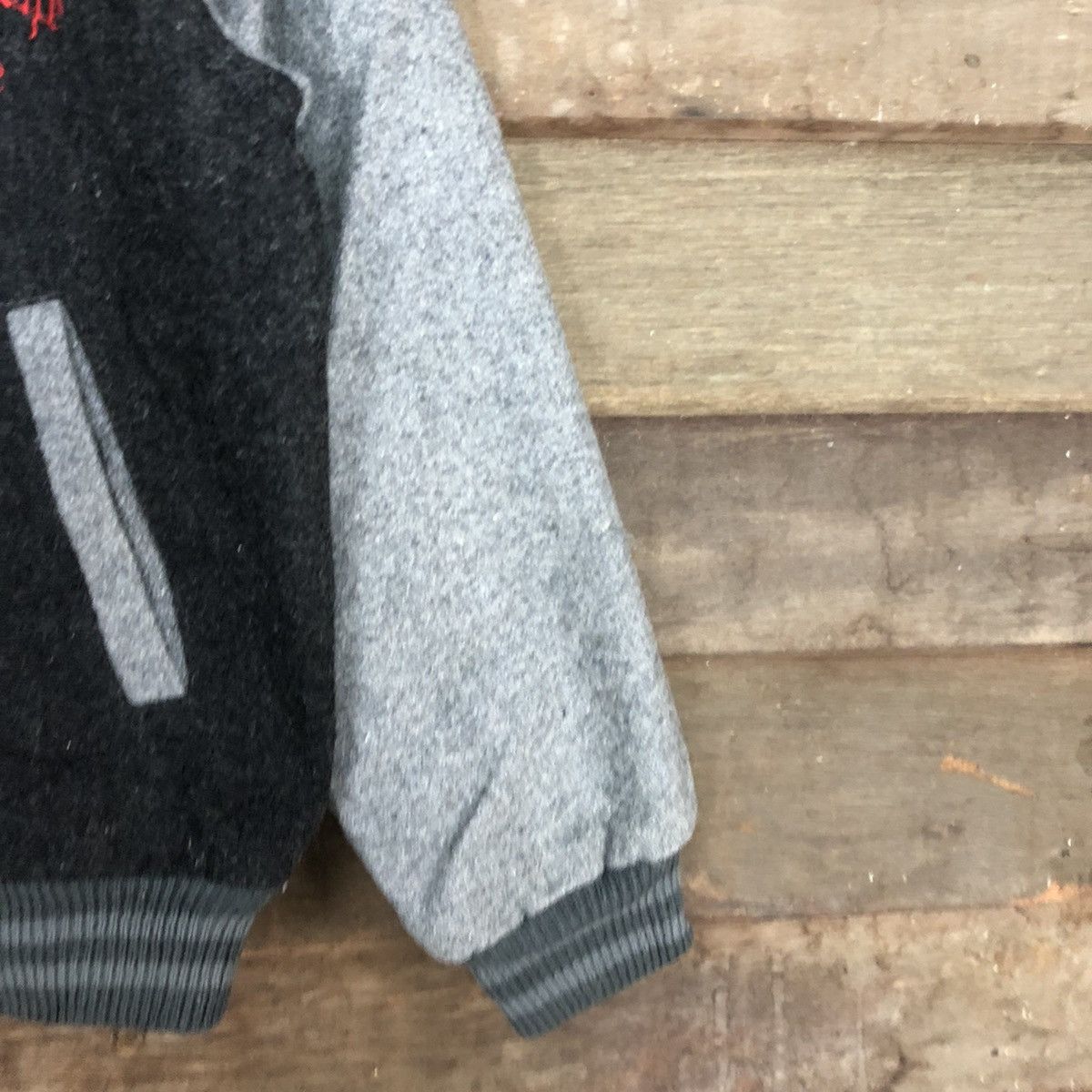 Japanese Brand Offroad Dark Grey Wool Varsity Jacket #0548 Size US M / EU 48-50 / 2 - 4 Thumbnail