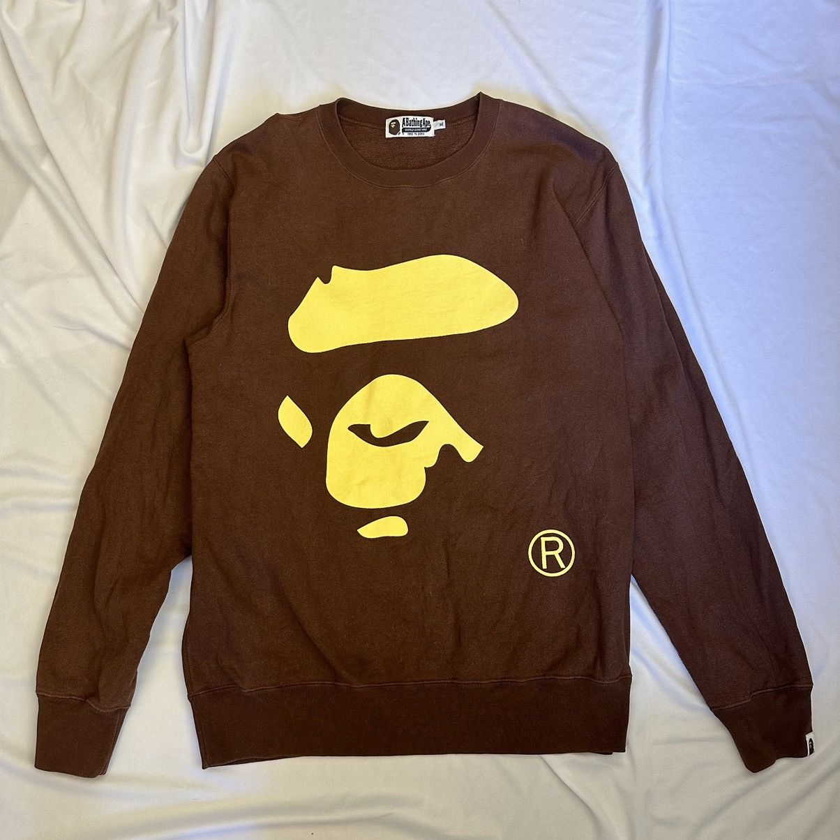 image of Bape Ape Face Crewneck in Brown, Men's (Size XL)