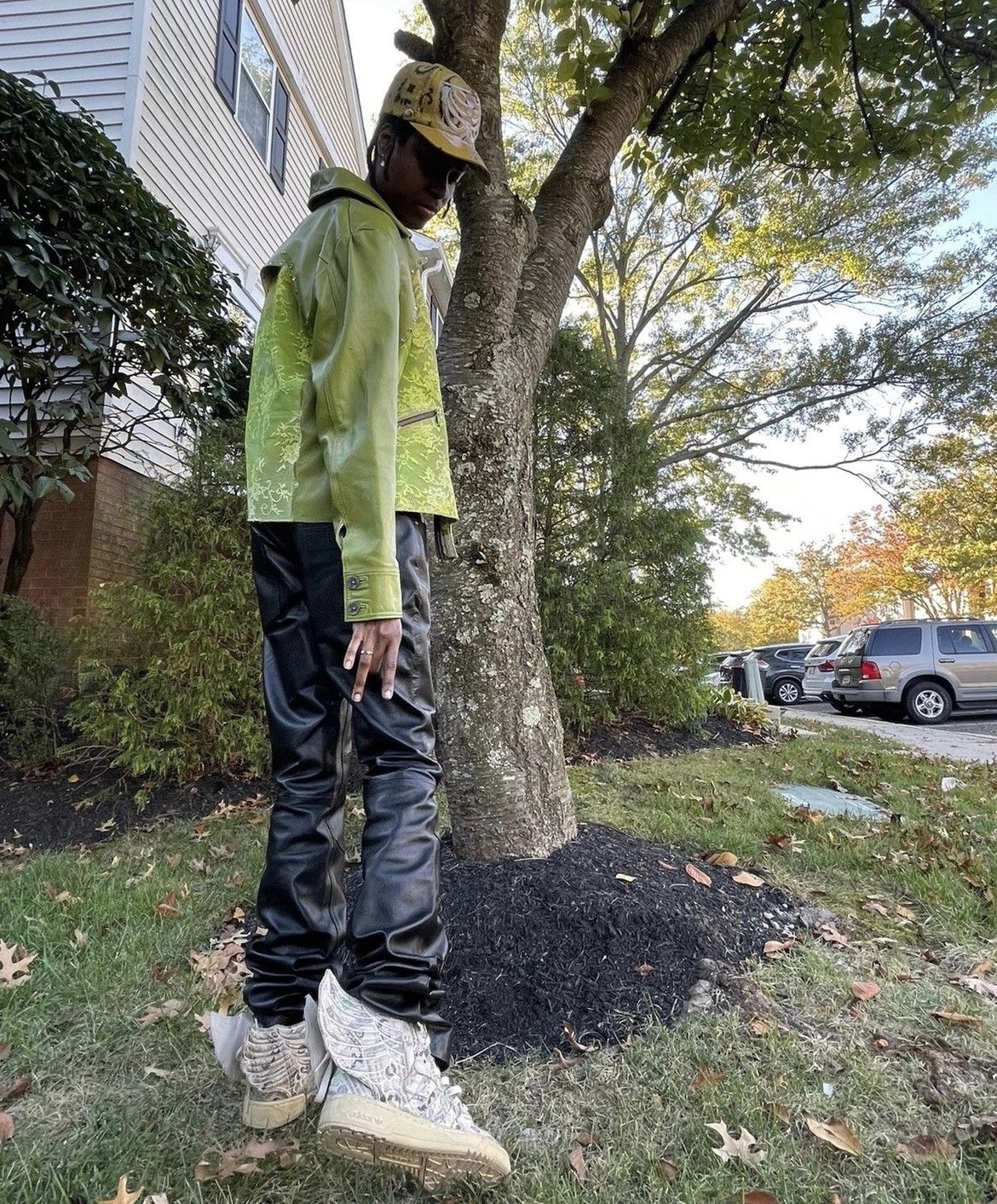 Slumxweirdo “Vengeful” Leather Stack Flare