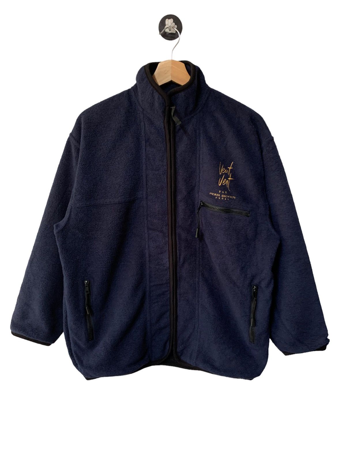 image of Pierre Balmain Vent Veit Pierre Bailmain Fleece Zipper Jacket in Navy Blue, Men's (Size Medium)
