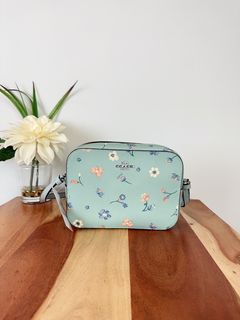 Coach Light Blue Mystical Floral Mini Town Bucket Bag