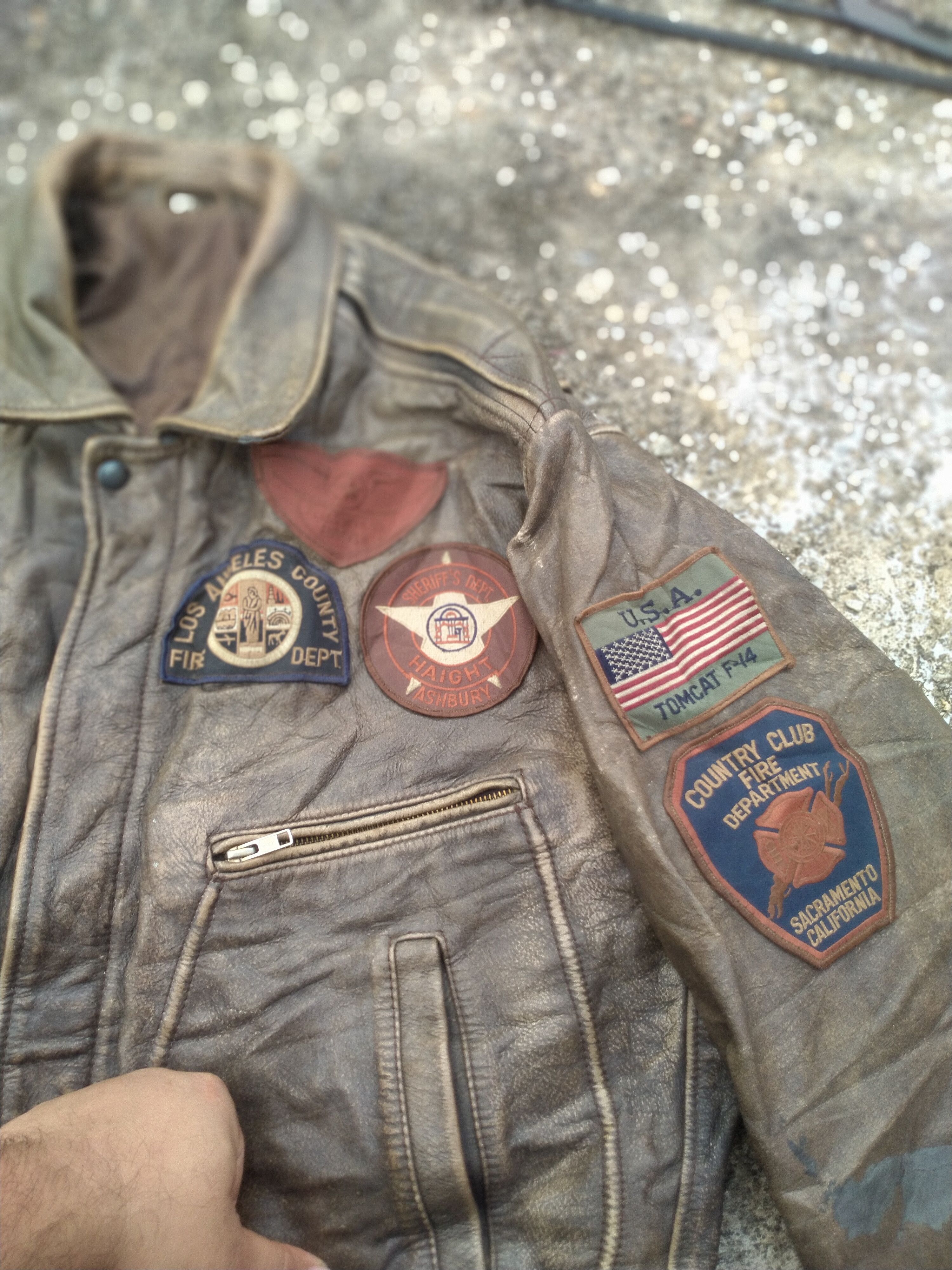 Genuine Leather UNBRANDED WITH AMERICAN FLAG PATCHED LEATHER JACKET Size US XL / EU 56 / 4 - 3 Thumbnail