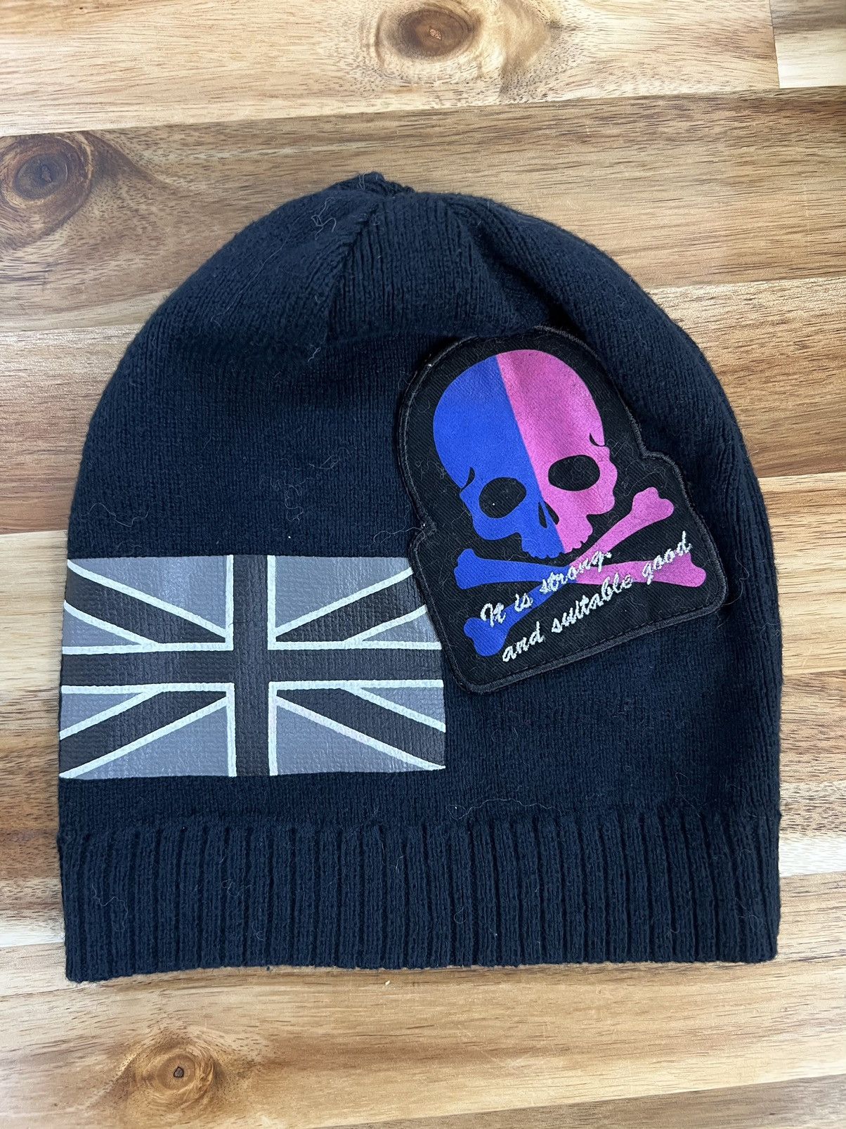 Vintage Skull Patchwork Cap Beanie Hats Size ONE SIZE - 1 Thumbnail