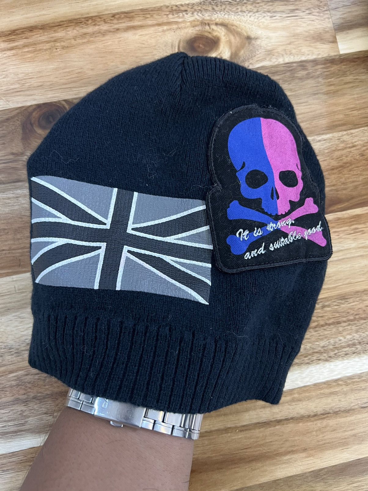 Vintage Skull Patchwork Cap Beanie Hats Size ONE SIZE - 4 Thumbnail