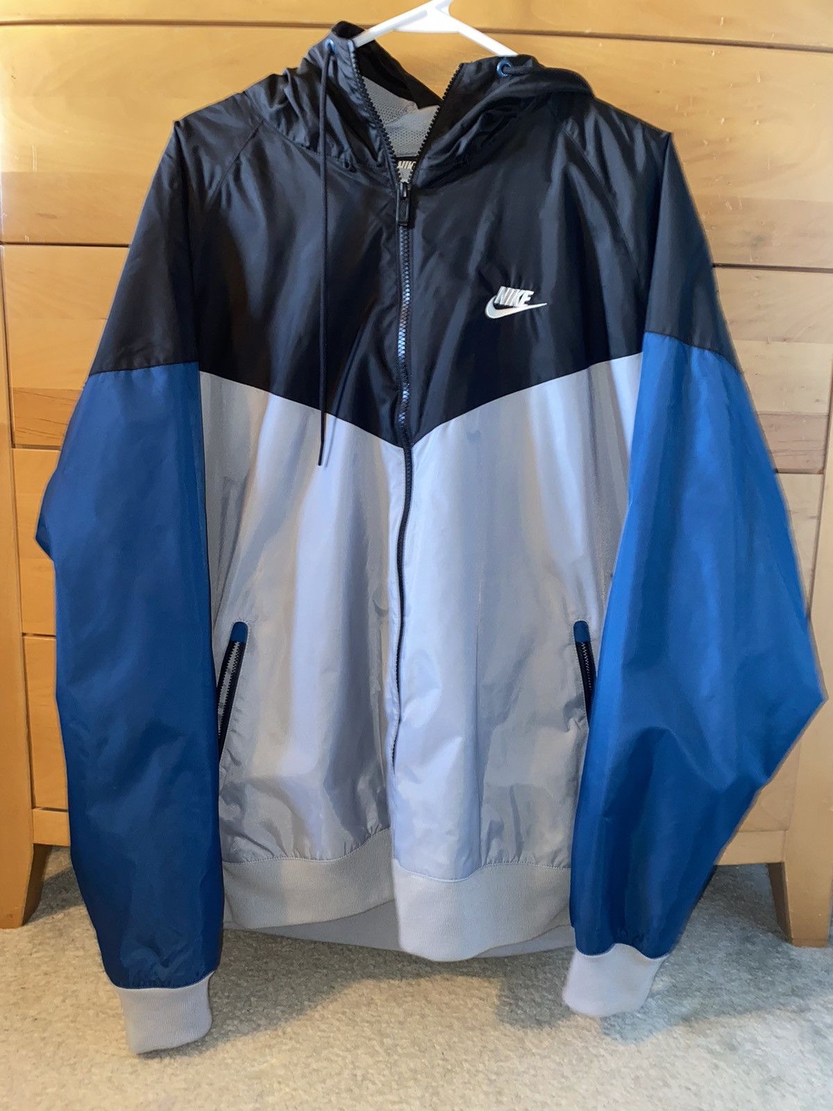 Nike Windrunner Jacket XL Zip Up Grey Black and Teal/Blue