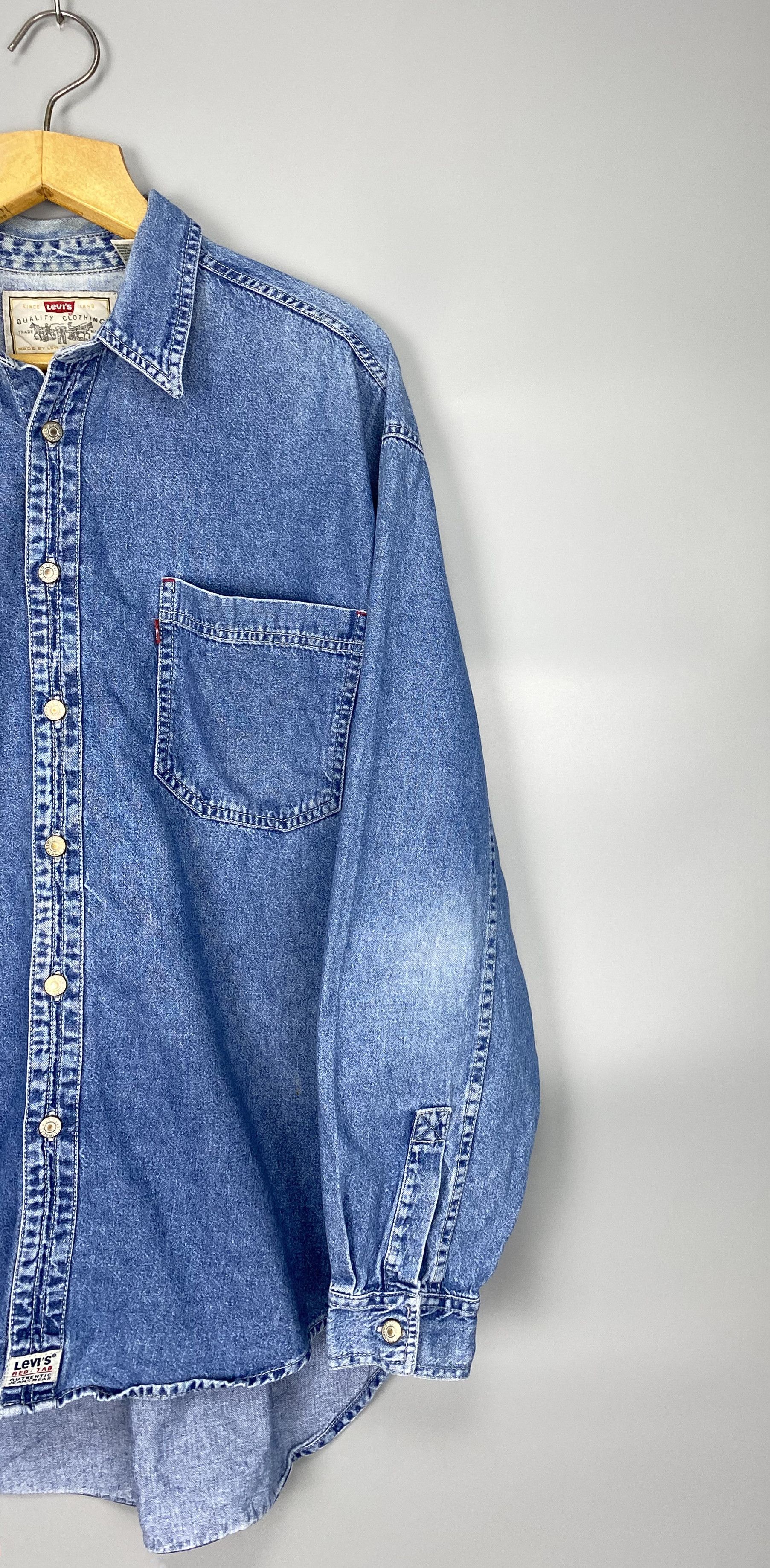 Levi's Vintage 90s LEVIS Denim Blue Shirt Size US L / EU 52-54 / 3 - 3 Thumbnail