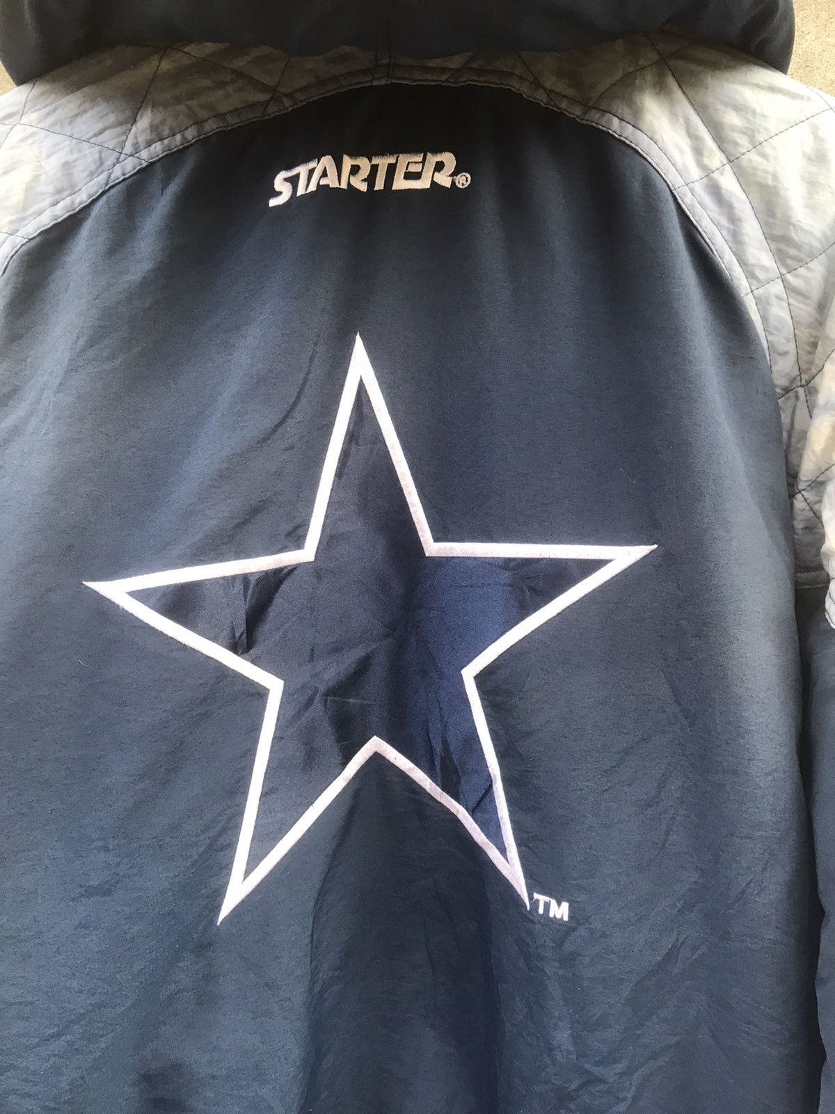 NFL 90s Starter Dallas Cowboys Acid Wash Silver Diamond Puffer Size US L / EU 52-54 / 3 - 17 Thumbnail
