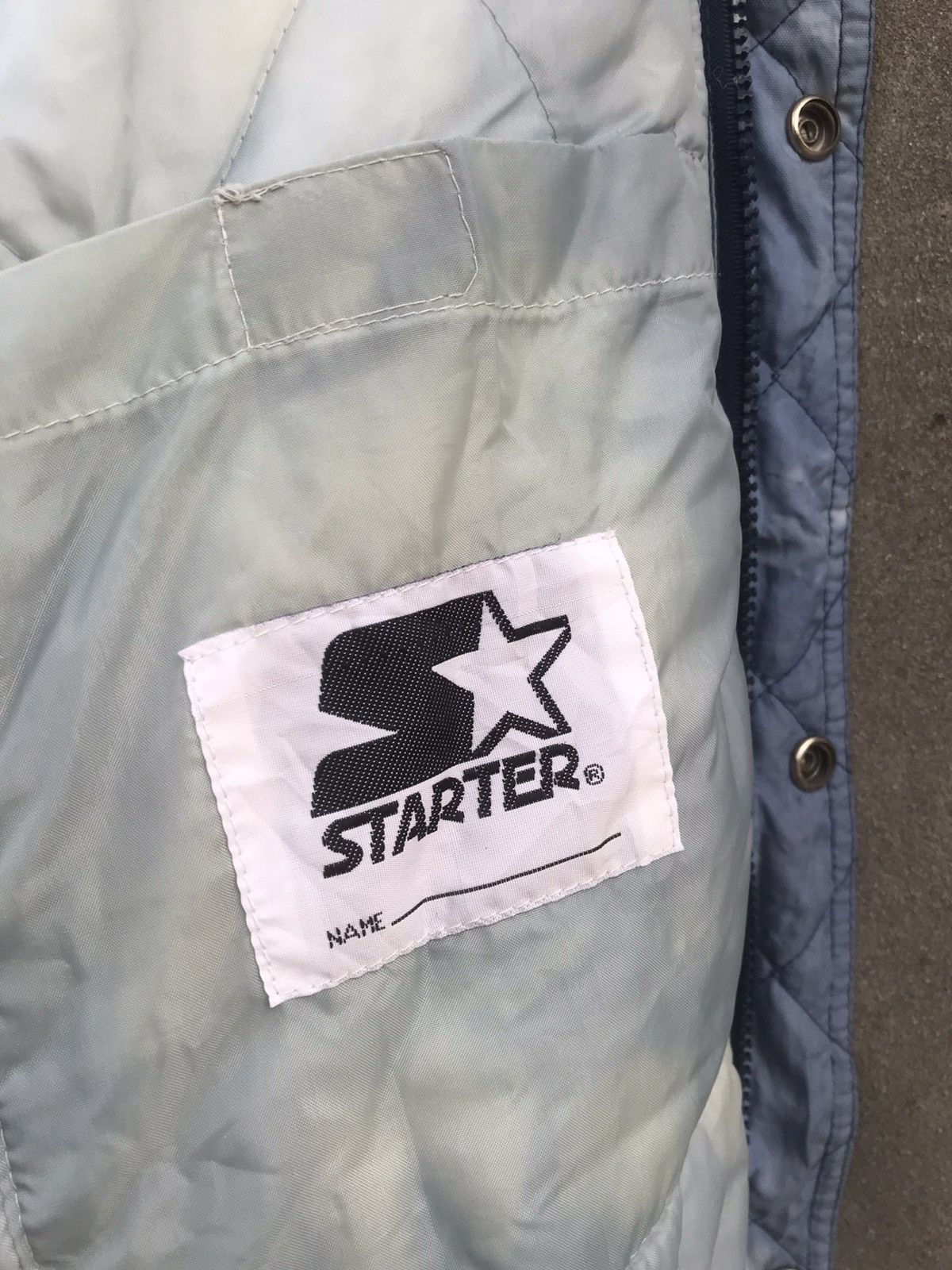 NFL 90s Starter Dallas Cowboys Acid Wash Silver Diamond Puffer Size US L / EU 52-54 / 3 - 20 Thumbnail