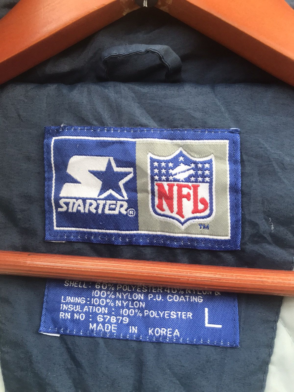 NFL 90s Starter Dallas Cowboys Acid Wash Silver Diamond Puffer Size US L / EU 52-54 / 3 - 19 Thumbnail