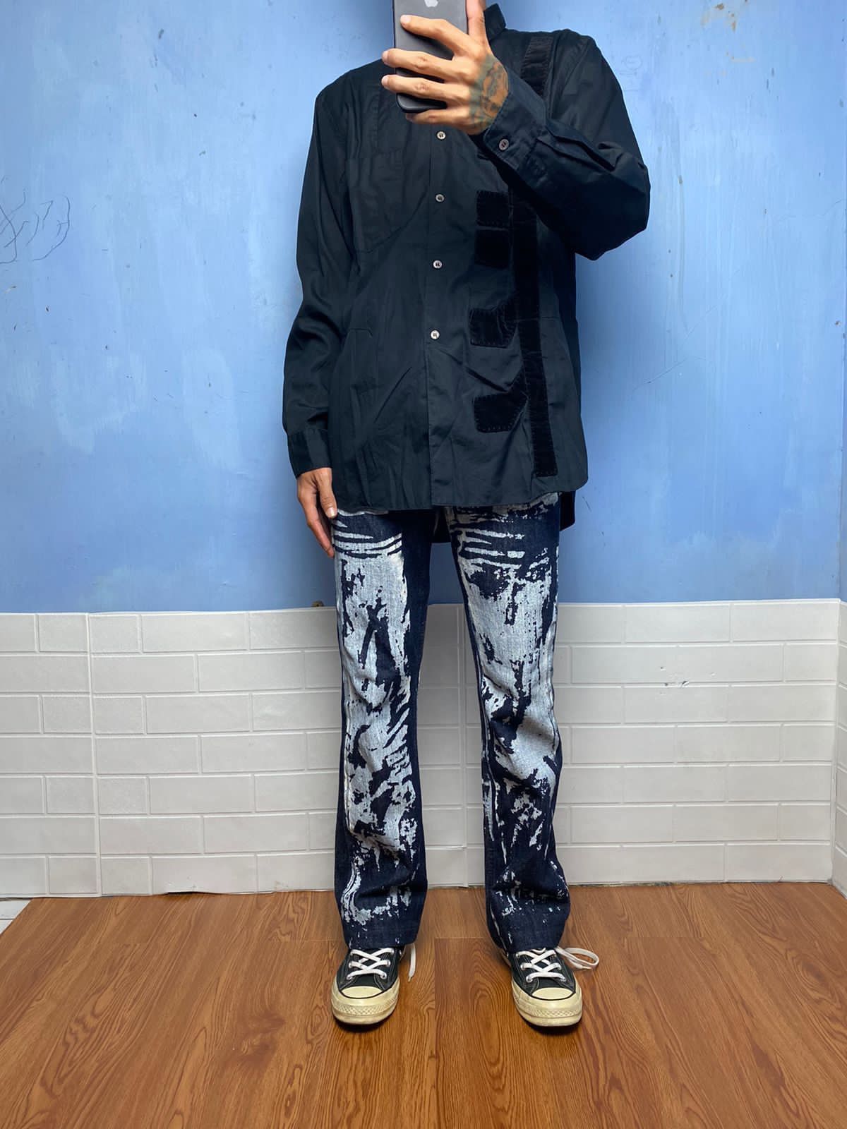 Walter Van Beirendonck 1990s Walter Van Beirendonck Painted Grafiti Denim Size US 28 / EU 44 - 3 Thumbnail
