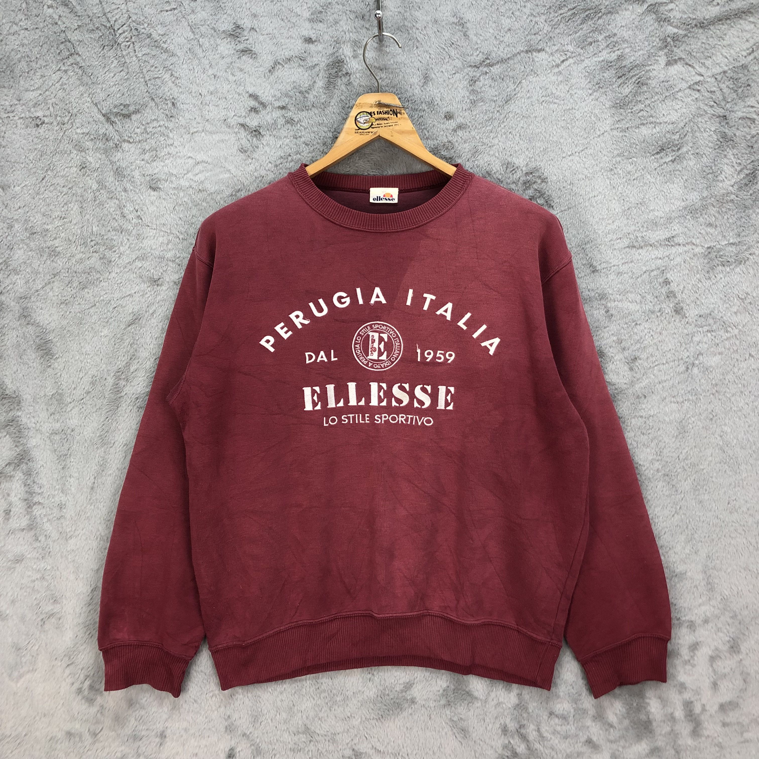 Ellesse PERUGIA ITALIA ELLESSE BIG LOGO MAROON SWEATSHIRTS #5254-178 Size L / US 10 / IT 46 - 1 Thumbnail