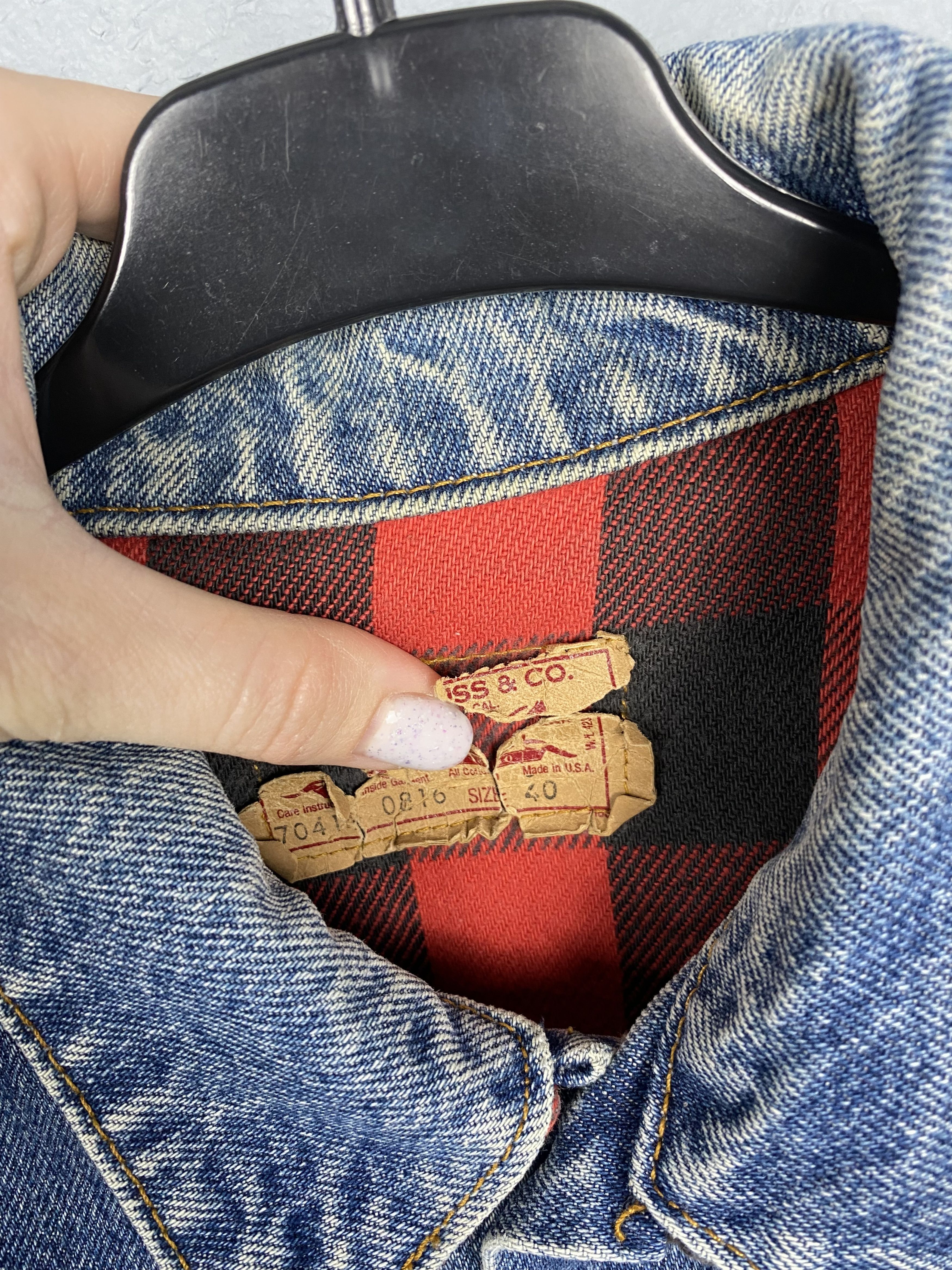 Levi's Levis Vintage Denim Jacket Plaid Lined Made in USA Size US L / EU 52-54 / 3 - 3 Thumbnail