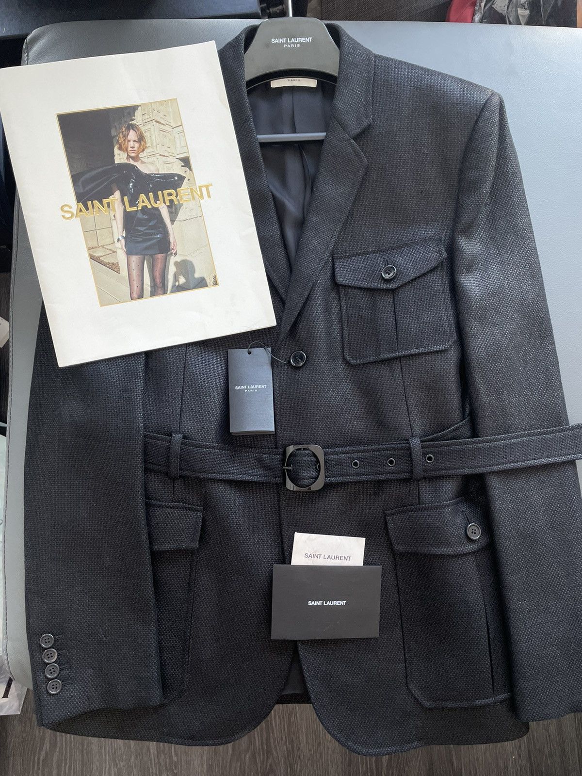 Hedi Slimane × Saint Laurent Paris × Yves Saint Laurent $4,100 Super Runway Tweed Saint Laurent Blazer Jacket Size US L / EU 52-54 / 3 - 19 Thumbnail
