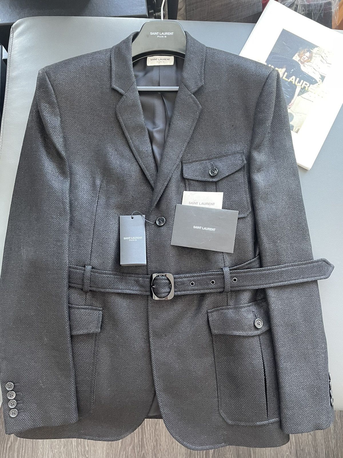 Hedi Slimane × Saint Laurent Paris × Yves Saint Laurent $4,100 Super Runway Saint Laurent Blazer Size 52R - 21 Thumbnail