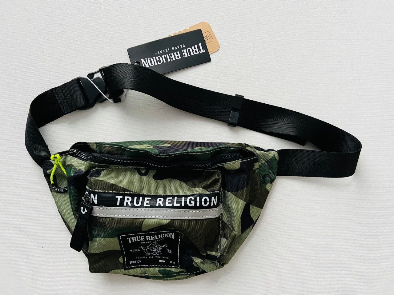 True Religion Fanny Pack Waist Bag Green Camo Creek