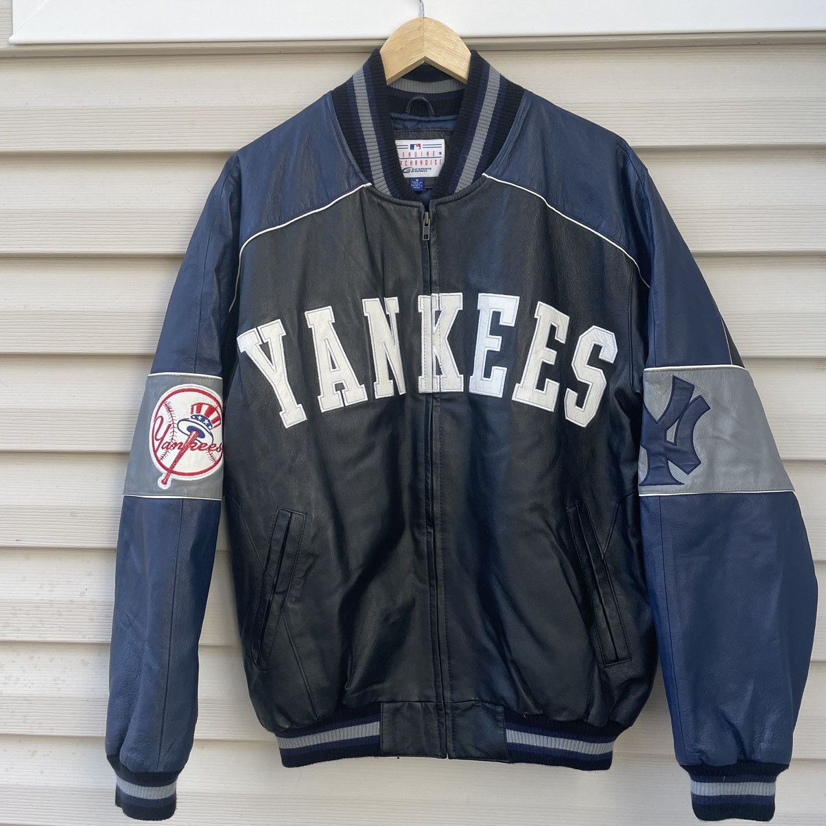 Vintage y2k New York Yankees Carl Banks leather bomber | Grailed