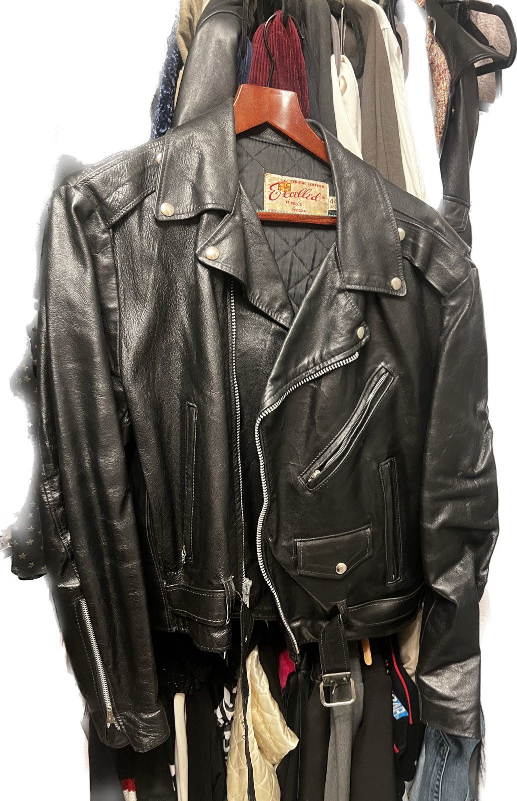 image of Excelled Vintage 1960S Motorcycle Perfecto Jacket in Black, Men's (Size XL)