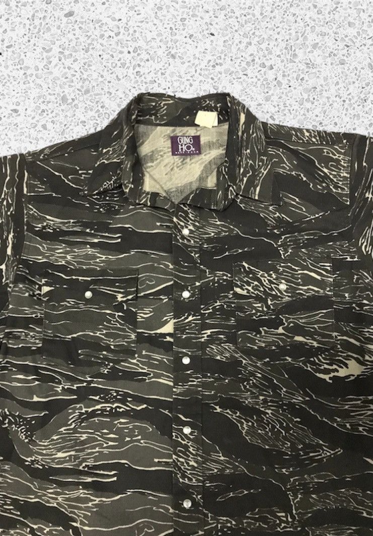 Vintage Vintage 80s Tiger Stripes Camo Western Shirt By Gung Ho Size US M / EU 48-50 / 2 - 5 Thumbnail