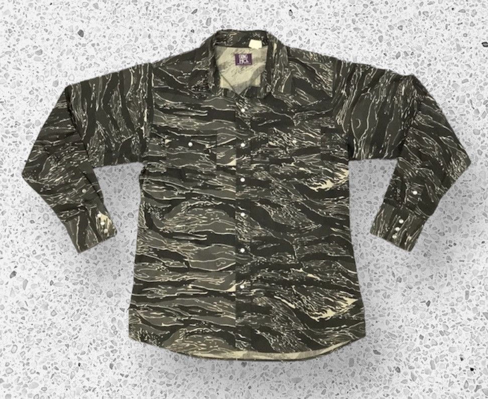 Vintage Vintage 80s Tiger Stripes Camo Western Shirt By Gung Ho Size US M / EU 48-50 / 2 - 1 Thumbnail