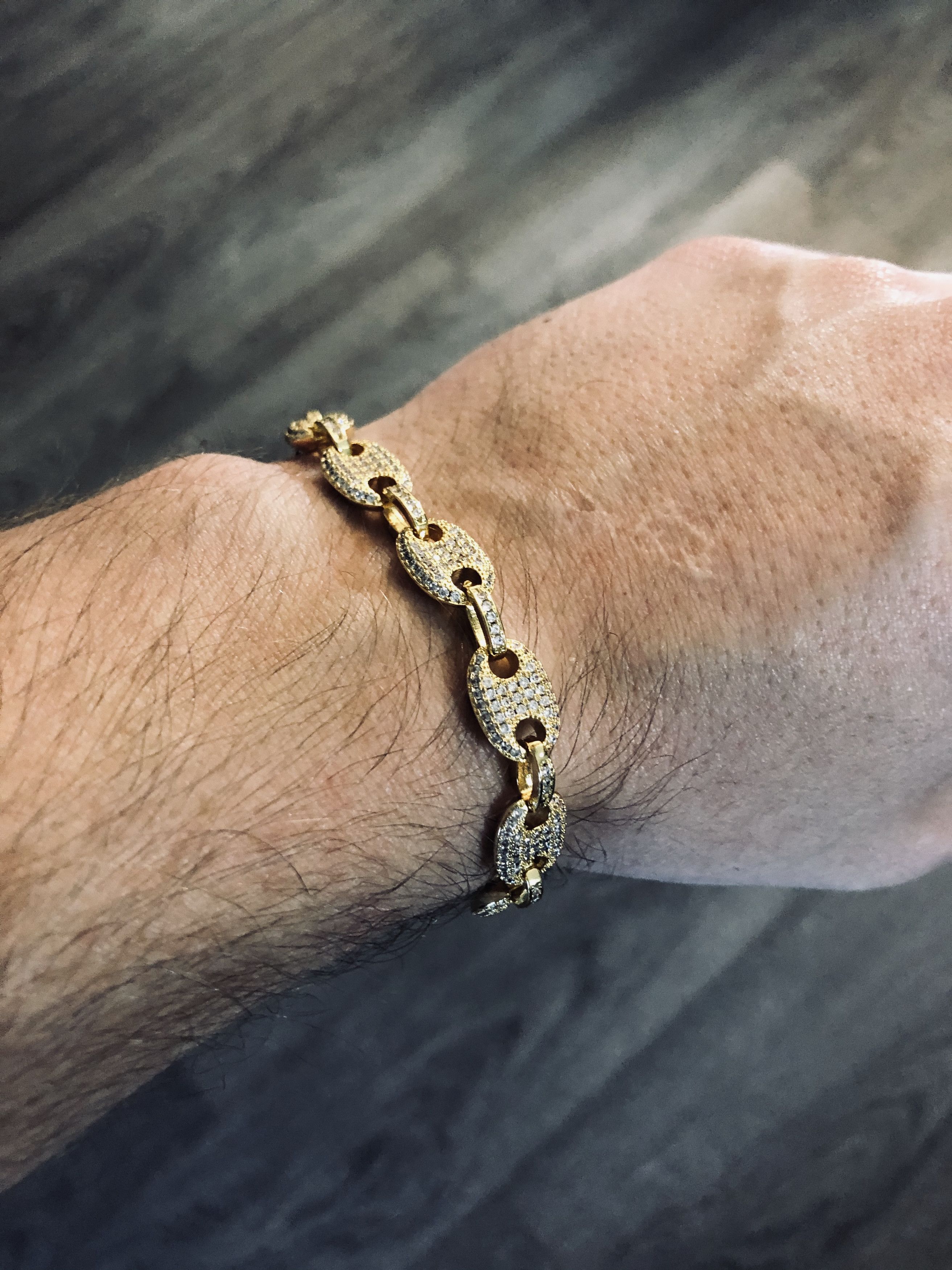 Jewelry 8 inch bracelet 18k gold anchor link diamond CZ Size ONE SIZE - 2 Thumbnail