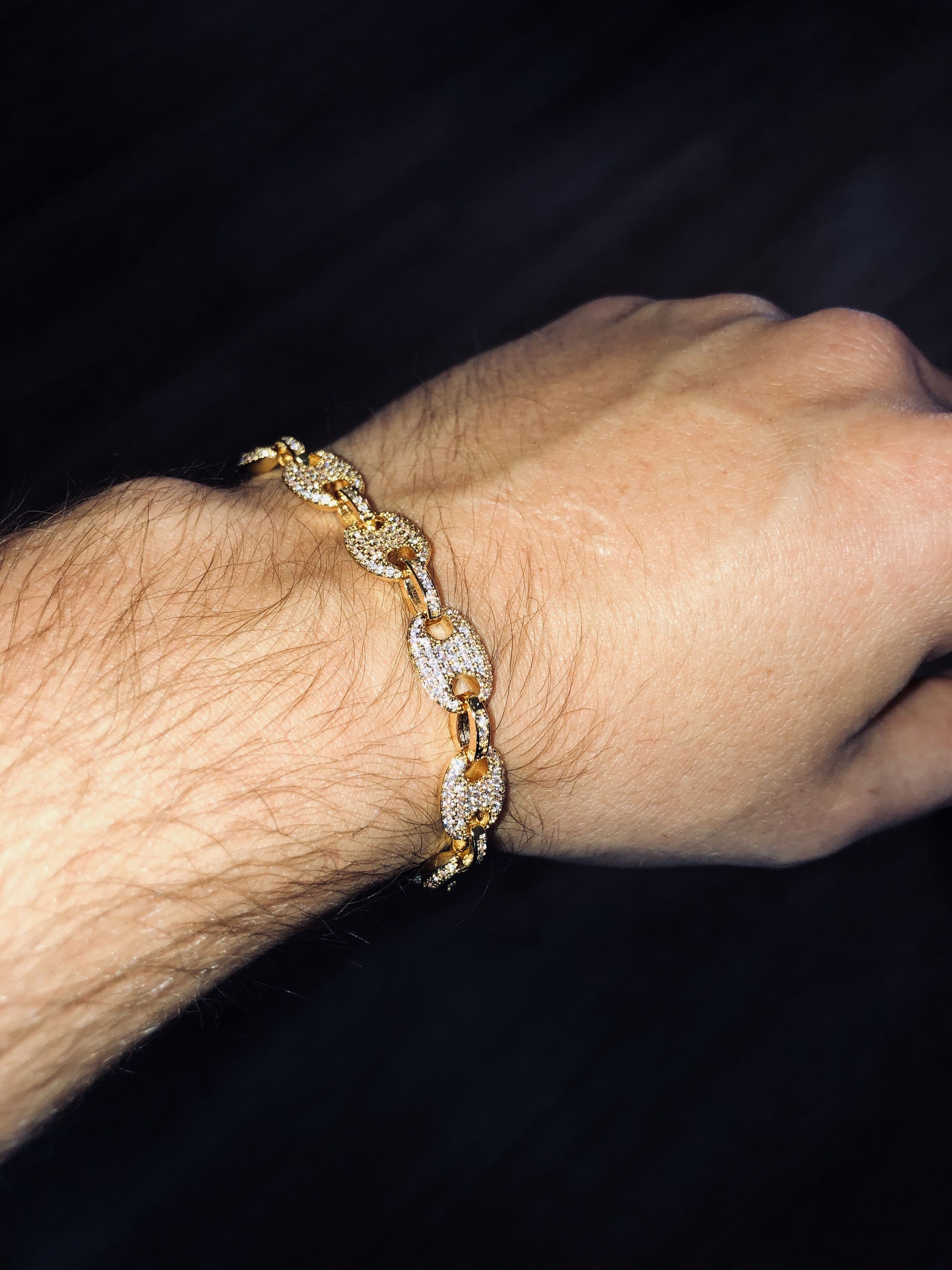 Jewelry 8 inch bracelet 18k gold anchor link diamond CZ Size ONE SIZE - 3 Thumbnail