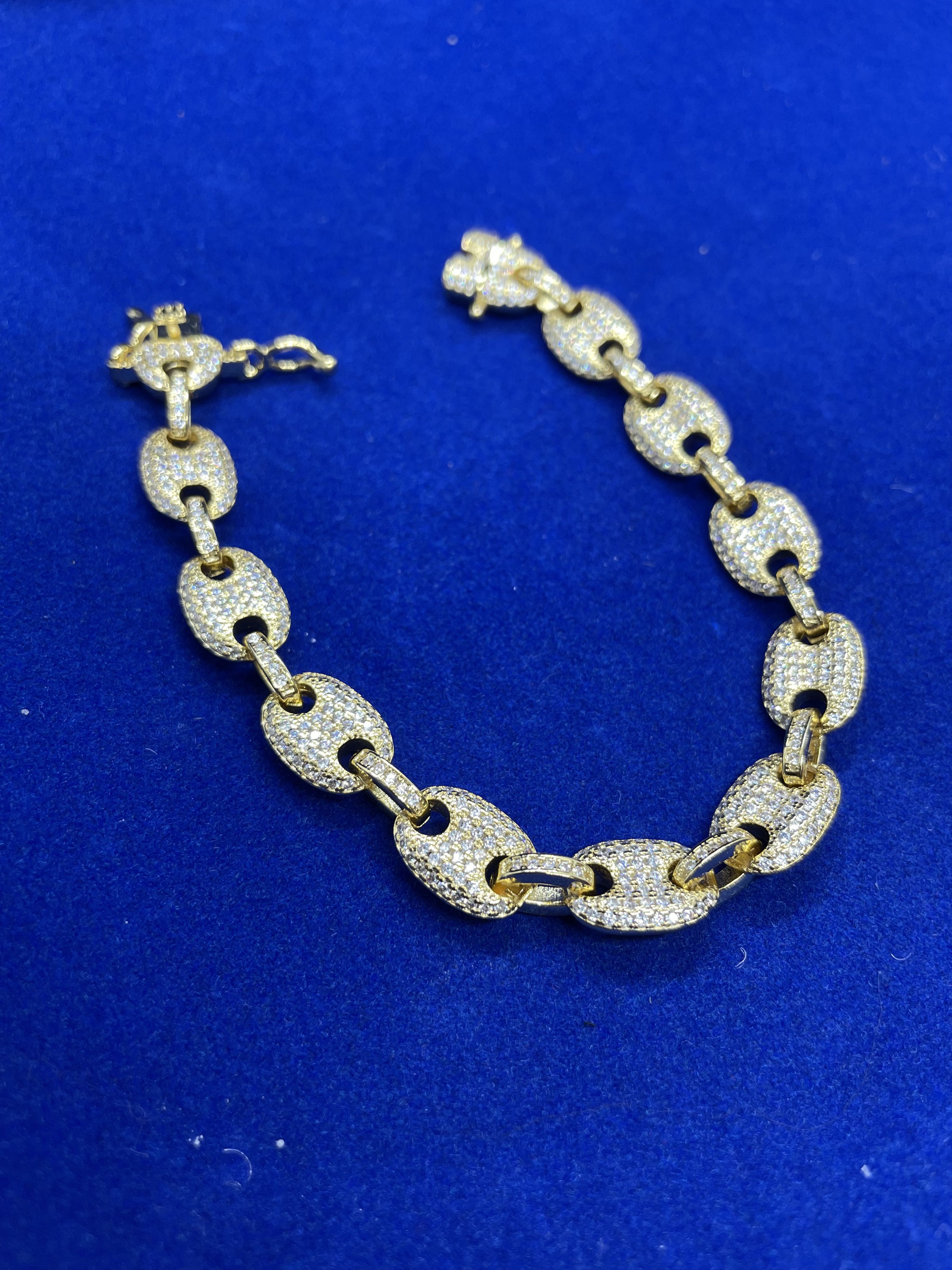 Jewelry 8 inch bracelet 18k gold anchor link diamond CZ Size ONE SIZE - 4 Thumbnail