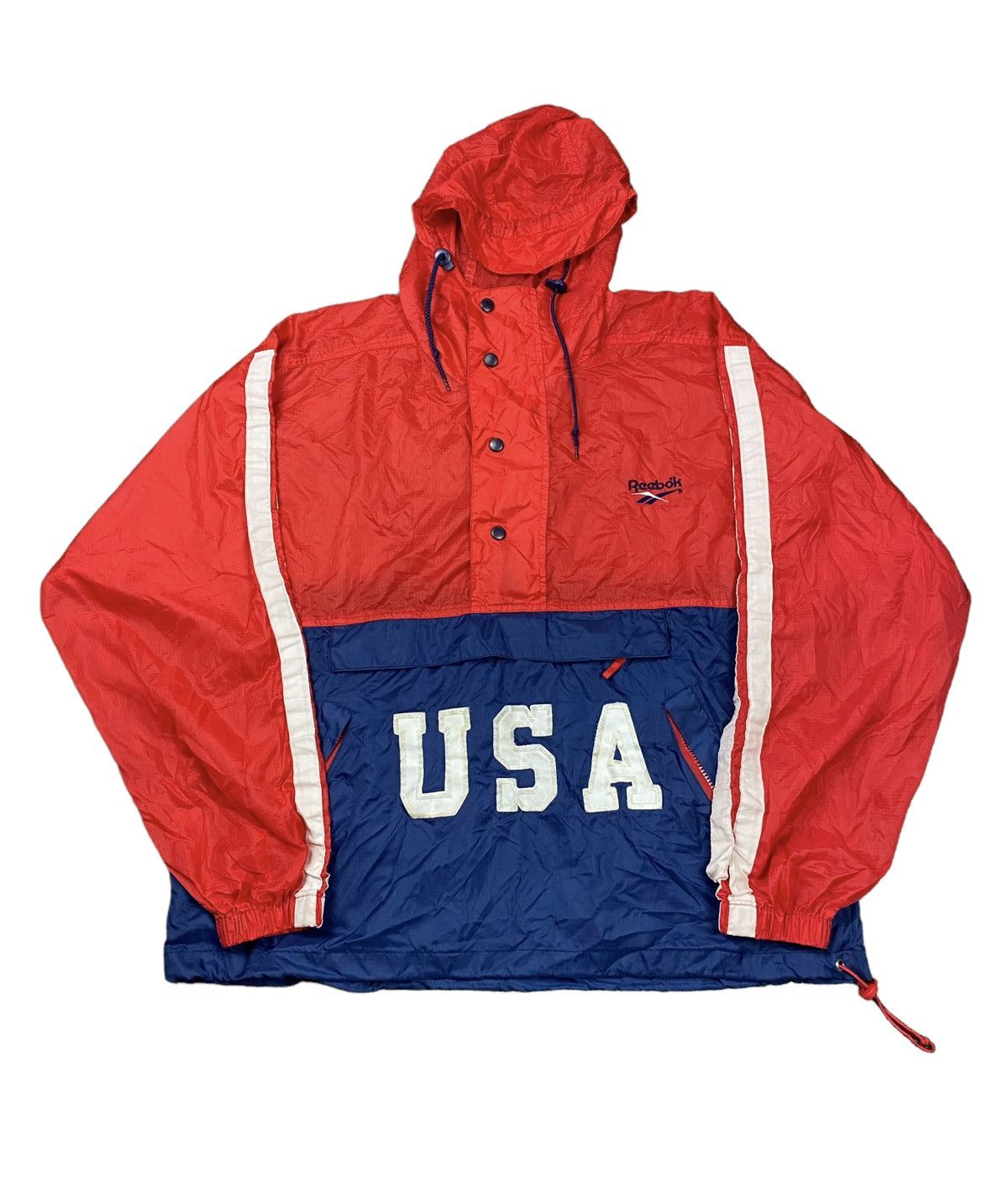 Vintage 90s Reebok USA Olympic Nylon Windbreaker Pullover