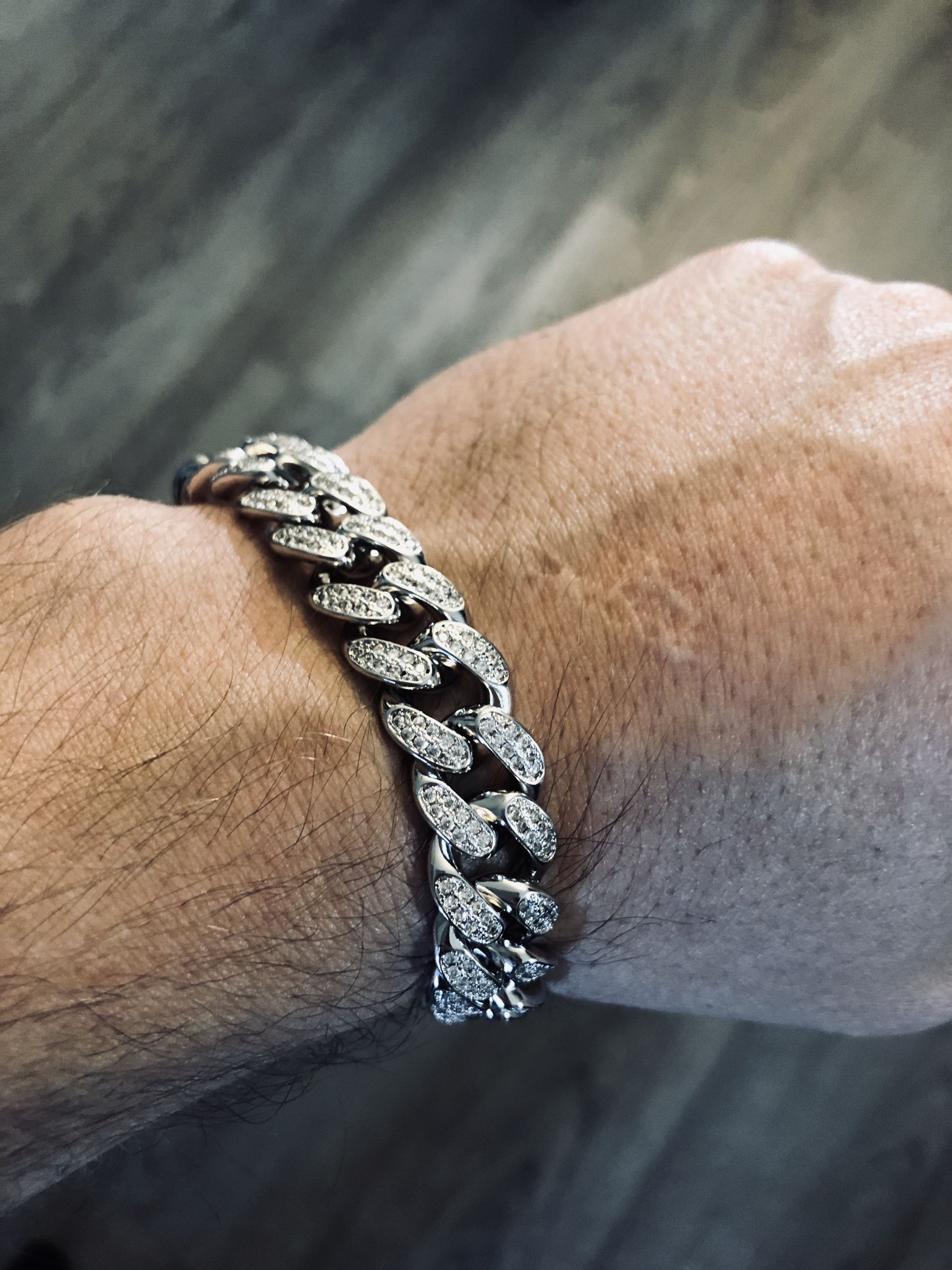 Jewelry 7 inch bracelet 14k WHITE gold Miami Cuban Link diamond CZ Size ONE SIZE - 1 Thumbnail