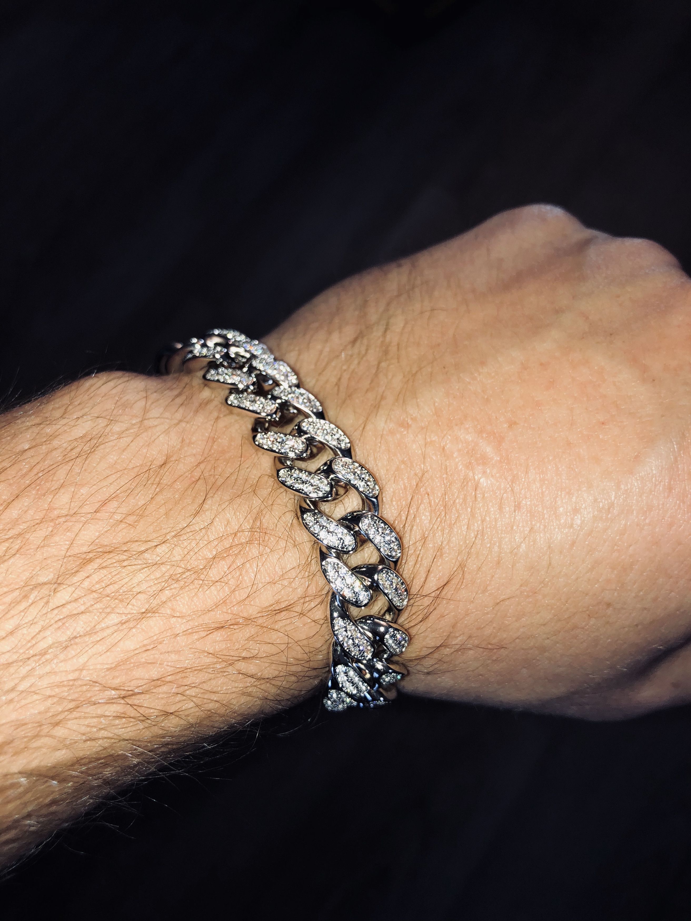 Jewelry 7 inch bracelet 14k WHITE gold Miami Cuban Link diamond CZ Size ONE SIZE - 2 Thumbnail